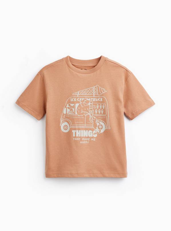 Pale Orange Ice Cream Van Printed T-Shirt 5-6 years